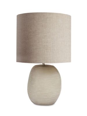 PATARA  FROSTED GRAY GLASS SMALL TABLE LAMP - OATMEAL SHADE