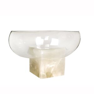 GRAVITY - Clear Glass/Alabaster Bowl