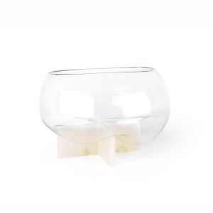 GRAVITY - Cross Design Alabaster Sculpture with a Clear Glass